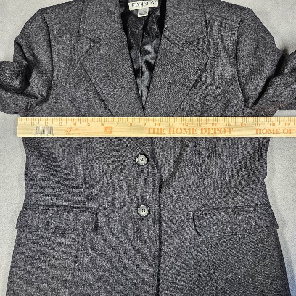 Vintage Pendleton Wool Blazer Womens 8P Dark Gray Jacket Petite Career Old Money - Picture 12 of 14